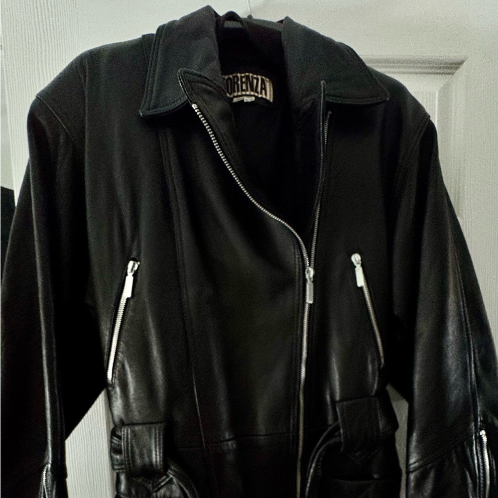 Vintage leather moto style jacket